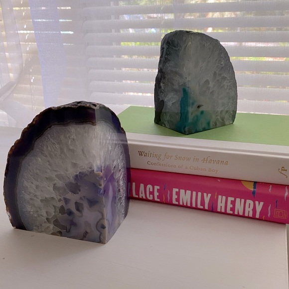 Natural Geode Bookends. Paperweights. Purple or blue agate pieces. Brazilian - Picture 2 of 16